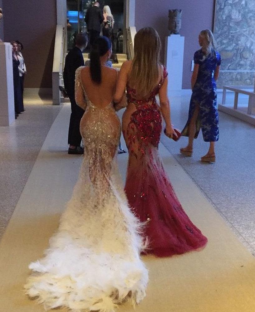 Kim Kardashian and Jennifer Lopez at the Met gala. Picture: Instagram