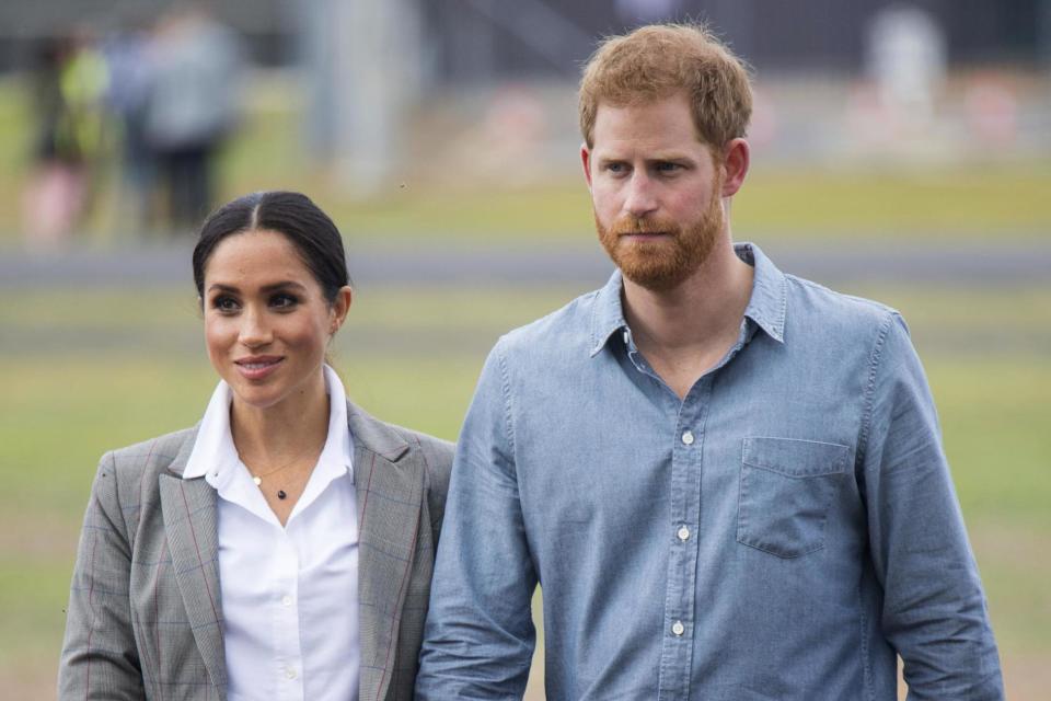 Prince Harry and Meghan, Duchess of Sussex, arrive at Dubbo City Regional Airport: AP