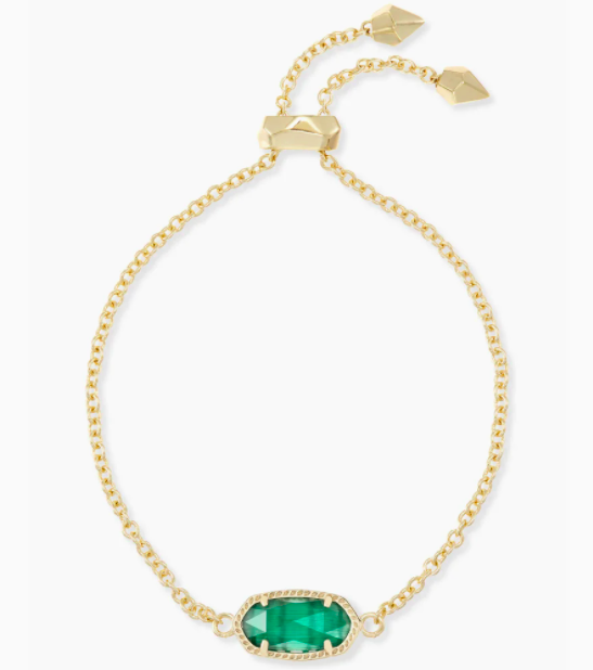 Elaina Gold Adjustable Chain Bracelet in Emerald Cats Eye