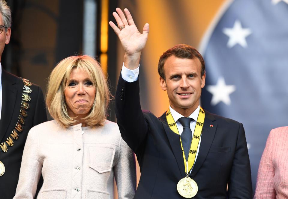 Emmanuel Macron became president in 2017, with his wife by his side. Photo: Getty Images