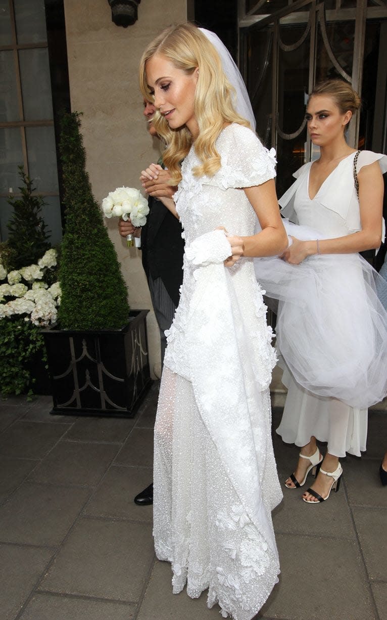 Poppy Delevingne wore Chanel for her 2014 wedding - Copyright (c) 2014 Rex Features. No use without permission.