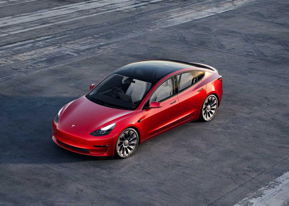 red tesla model 3