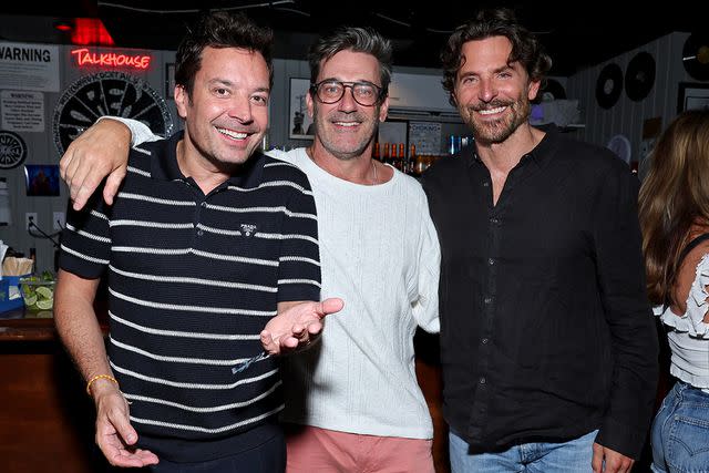 <p>Cindy Ord/Getty</p> Jimmy Fallon, Jon Hamm and Bradley Cooper