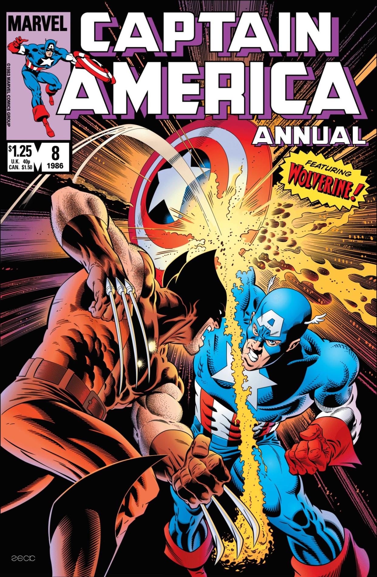 The cover of a Captain America Annual designed by Ringling College graduate and comic book artist Mike Zeck.