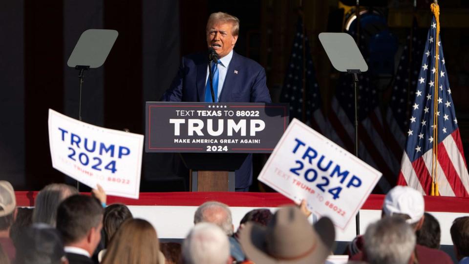 PHOTO: Former President Donald Trump delivers remarks in Houston, Texas, on Nov. 2, 2023. (Suzanne Cordeiro/Shutterstock)