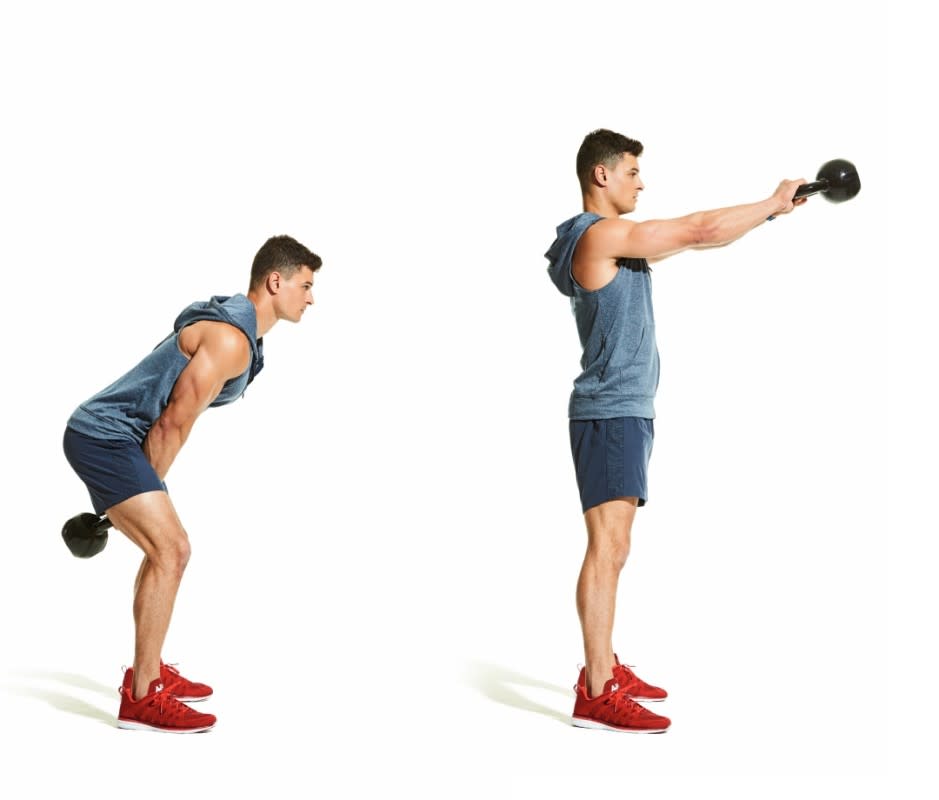 Kettlebell swings are a dynamic exercise that torches calories while strengthening the entire posterior chain.<p>James Michelfelder</p>