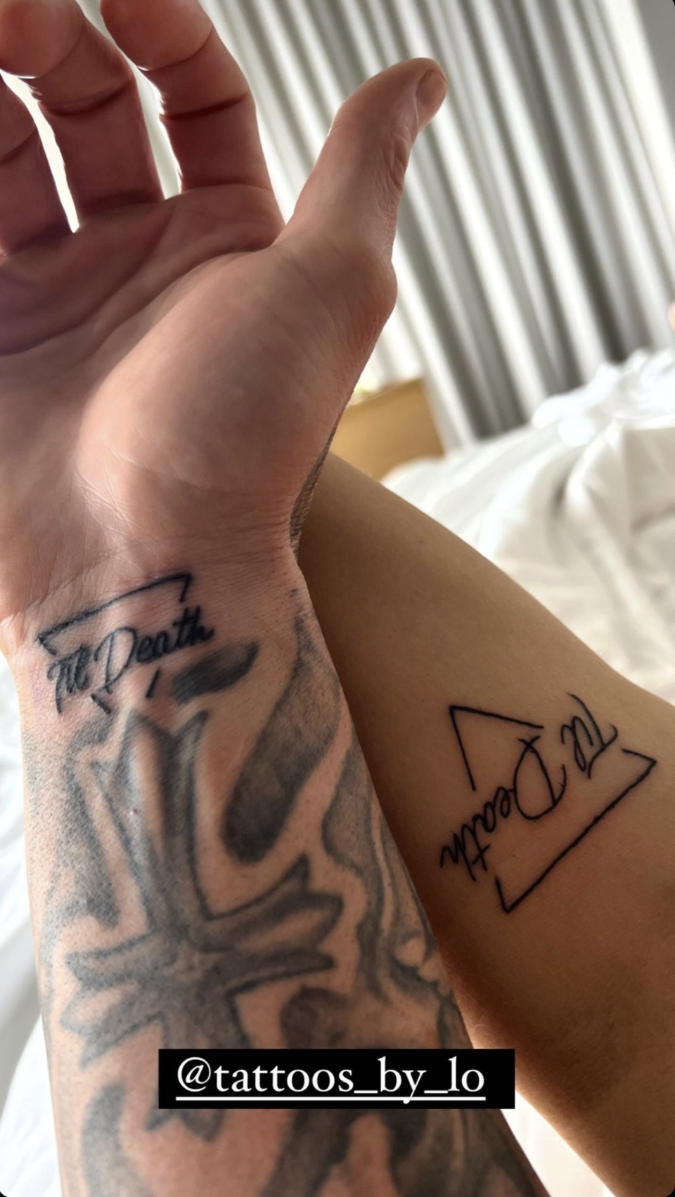 Jay Allen and Kylie Morgan's matching wedding tattoos