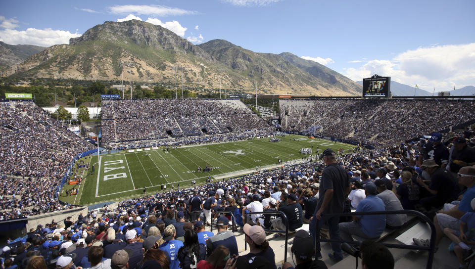 LaVell Edwards Stadium is shown in the first half during an NCAA college football game between BYU and Portland State, Saturday, Aug. 26, 2017, in Provo, Utah. (AP)