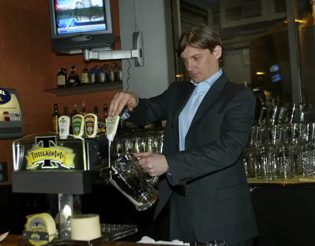 Oleg Tinkov in Moscow on Feb. 17, 2004, when he was known as Russia's "beer oligarch." (Sergei Kivrin/The New York Times)