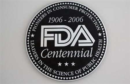 A view shows the U.S. Food and Drug Administration (FDA) logo at the lobby of its headquarters in Silver Spring, Maryland August 14, 2012. Picture taken August 14, 2012. REUTERS/Jason Reed