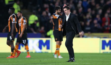 Britain Soccer Football - Hull City v Middlesbrough - Premier League - The Kingston Communications Stadium - 5/4/17 Hull City manager Marco Silva celebrates after the match Action Images via Reuters / Carl Recine Livepic