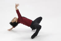 Tomoki Hiwatashi performs during the men's short program at the U.S. figure skating championships in San Jose, Calif., Friday, Jan. 27, 2023. (AP Photo/Josie Lepe)