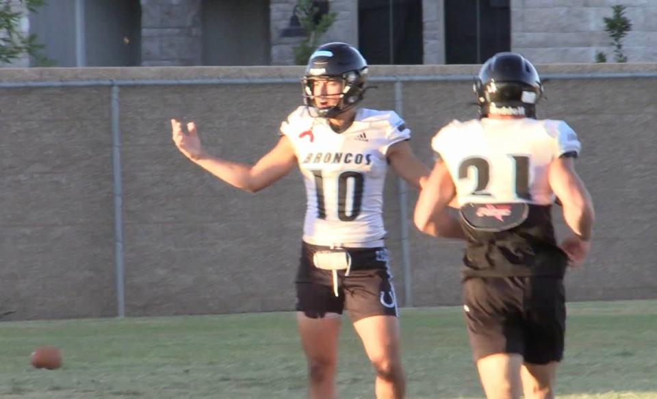 Quarterback Mario Cosma at Clovis North football practice.