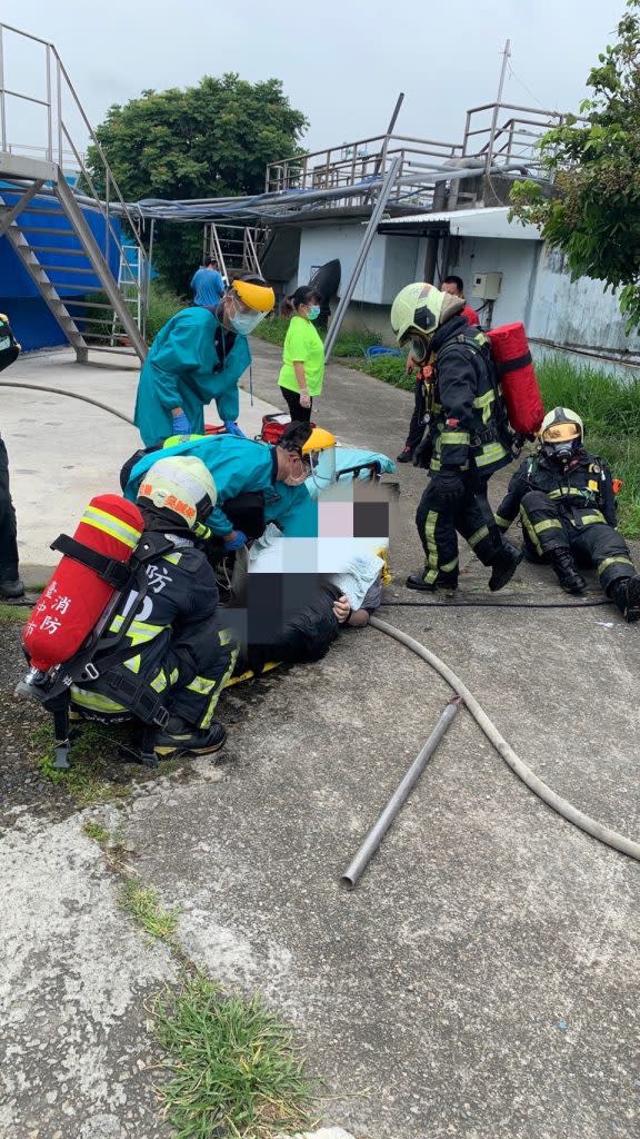 台中市大甲區幼獅工業區汙水處理廠沼氣中毒。（圖／警方提供）