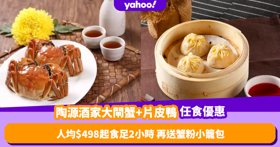 大閘蟹放題｜陶源酒家94折任食大閘蟹+北京片皮鴨！人均$498起食足兩小時 再送蟹粉小籠包！港九新界都有分店！