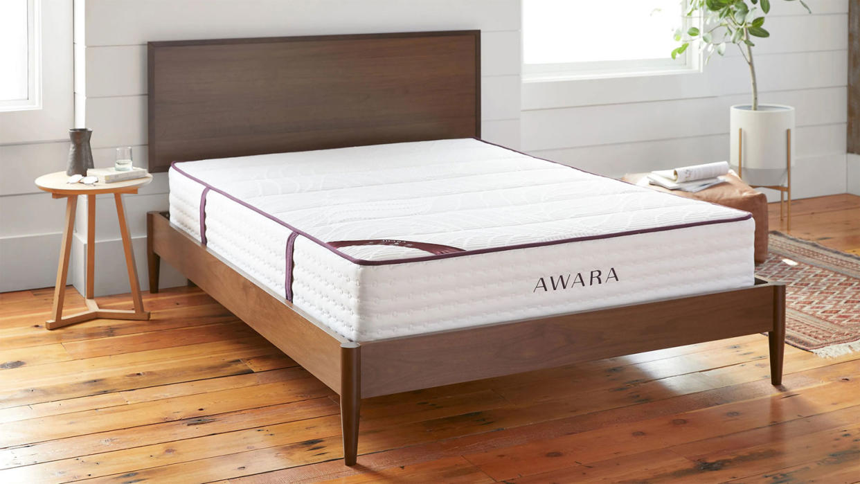  The Awara Natural Hybrid mattress on a bed. 