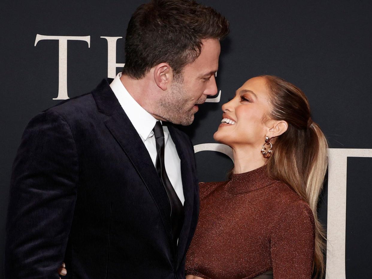 NEW YORK, NEW YORK - OCTOBER 09: Ben Affleck and Jennifer Lopez attend "The Last Duel" New York Premiere at Rose Theater at Jazz at Lincoln Center's Frederick P. Rose Hall on October 09, 2021 in New York City. (Photo by Arturo Holmes/Getty Images)