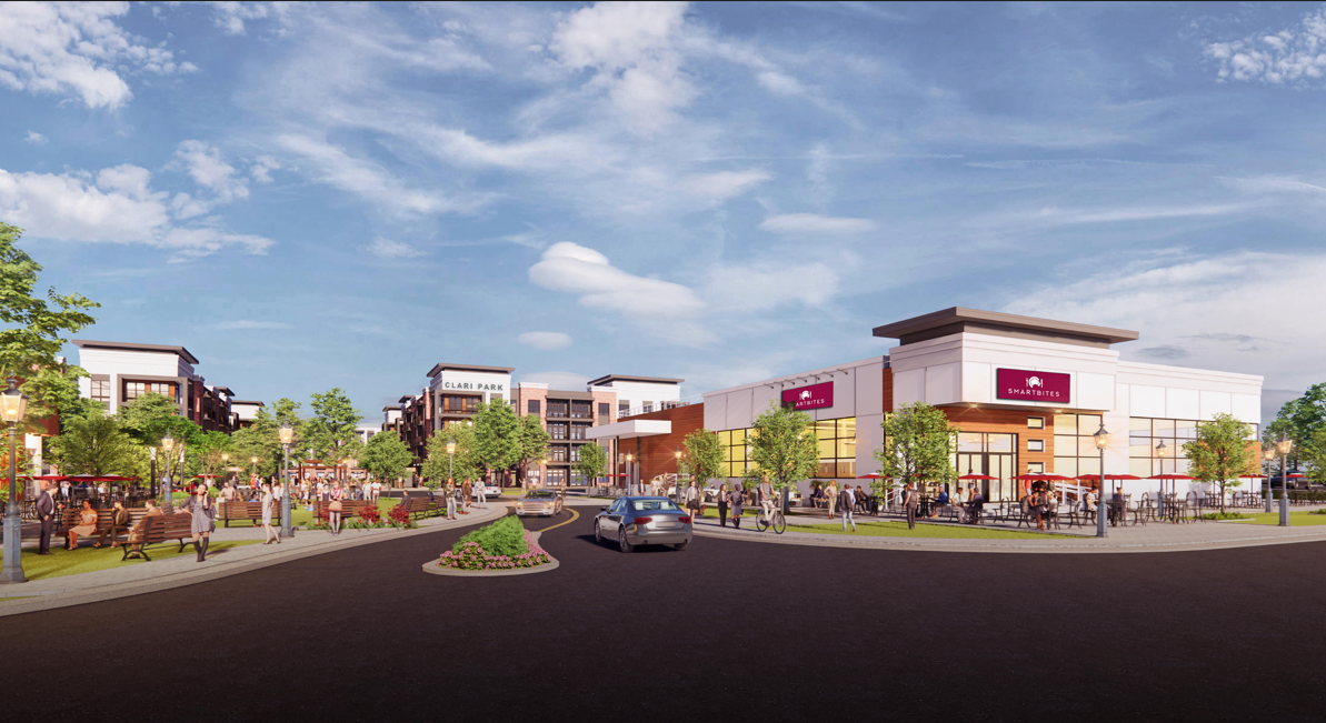 This rendering from Dynamik Design shows what the Clari Park mixed commercial and residential development by Hines will look like when completed off Medical Center Parkway in Murfreesboro.