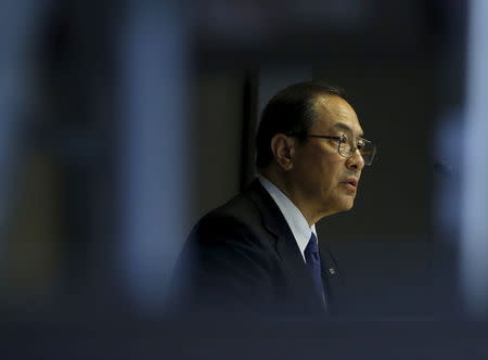 Toshiba Corp President and Chief Executive Masashi Muromachi attends a news conference at the company headquarters in Tokyo, Japan, August 31, 2015. REUTERS/Yuya Shino