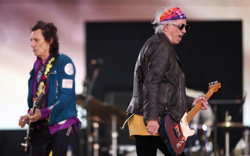 Ronnie Woods and Keith Richards of The Rolling Stones perform at the British Summer Time festival at Hyde Park in London, Britain, June 25, 2022 - REUTERS