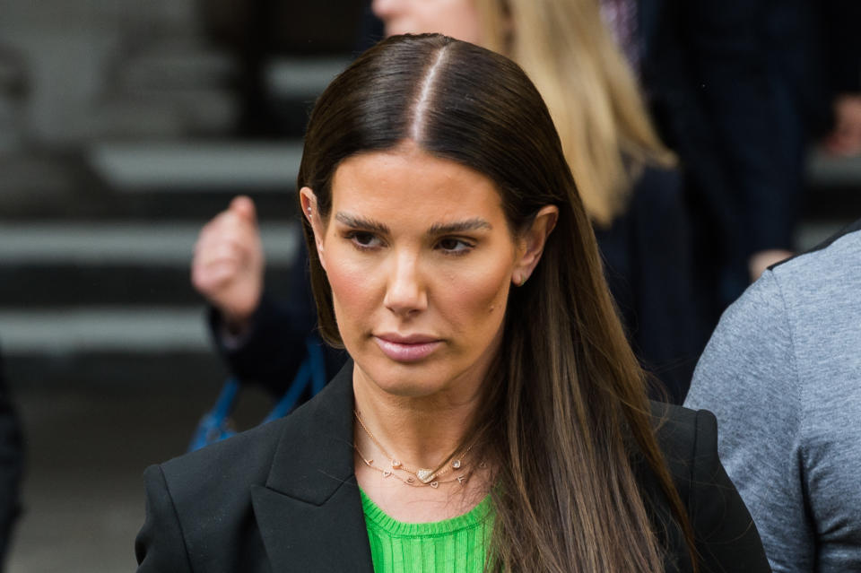 Rebekah Vardy, wife of Leicester City striker Jamie Vardy, leaves the Royal Courts of Justice following the final day of the high-profile trial dubbed by the media as 