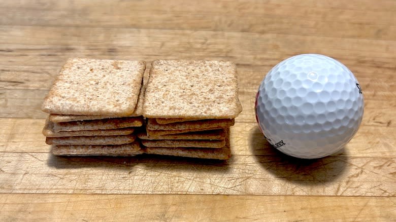 Wheat thins and golf ball