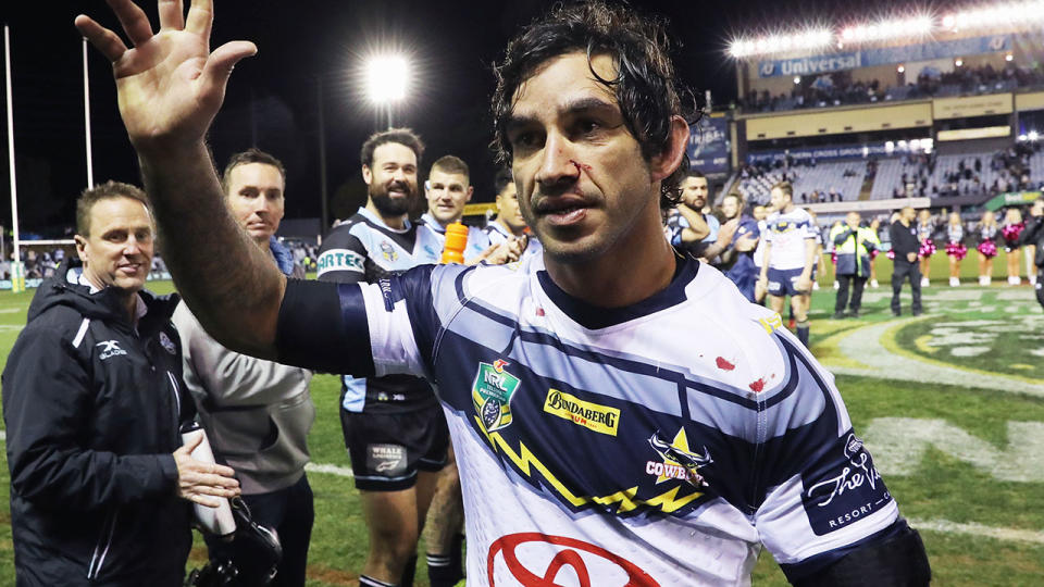 Johnathan Thurston of the Cowboys is given a guard of honour after playing his last game In Sydney. (Photo by Mark Evans/Getty Images)