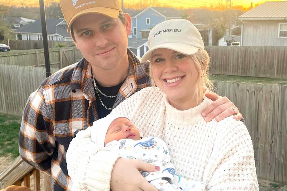 <p>Austin Burke/Instagram</p> Austin Burke and wife Lexy with newborn son Benny