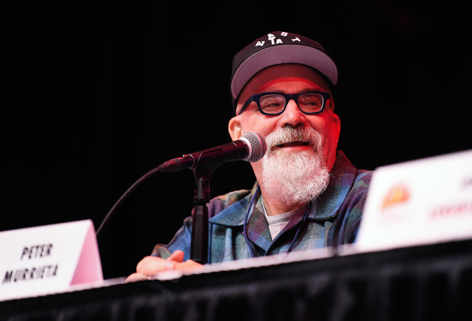 LOS ANGELES, CALIFORNIA - DECEMBER 04: Producer/writer Peter Murrieta speaks during 2021 Los Angeles Comic Con at Los Angeles Convention Center on December 04, 2021 in Los Angeles, California. (Photo by Chelsea Guglielmino/Getty Images)