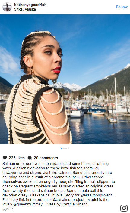 A Sitka, Alaska artist took 20,000 salmon bones and created a gorgeous dress that looks like something you'd find on a high fashion runway.