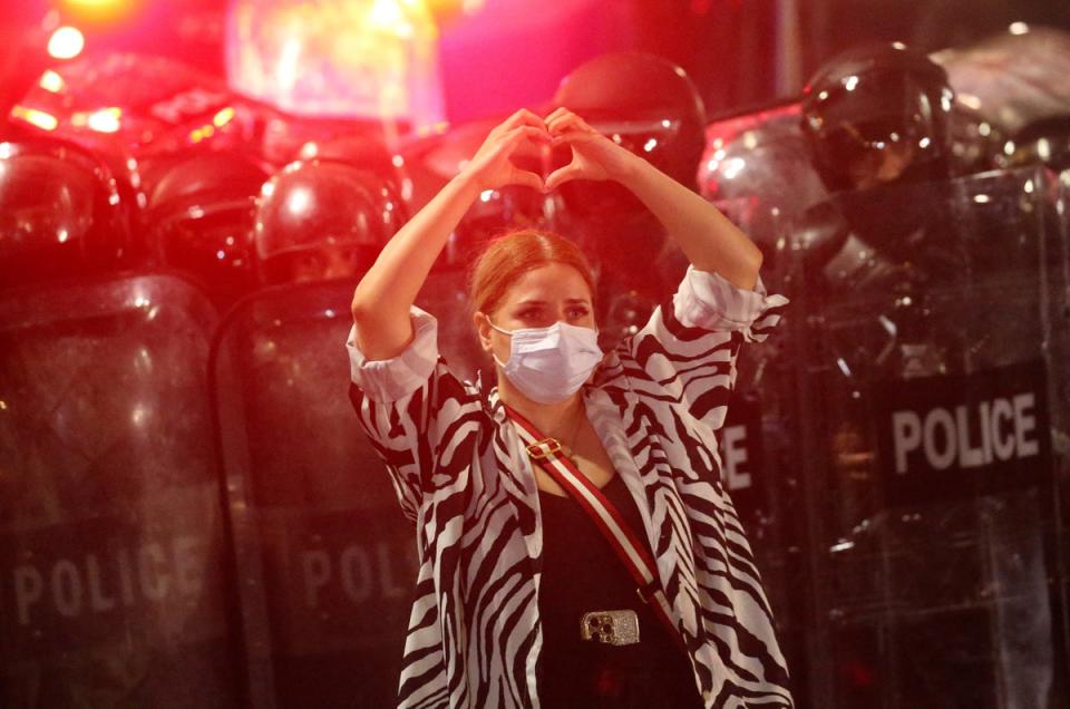 A protestor in Georgia (REUTERS)