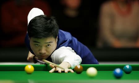 Snooker - Dafabet Masters - Alexandra Palace - 10/1/16 Ding Junhui in action during the first round Mandatory Credit: Action Images / Peter Cziborra Livepic