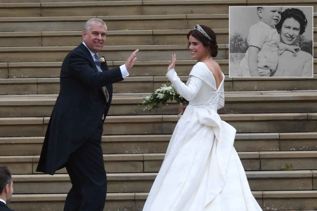 The Duke of York and Princess Eugenie on her wedding day in October 2018 [Photos: Getty/Instagram]