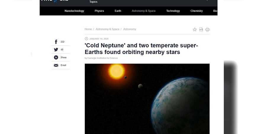 NASA太空搜尋，發現2顆「超級地球」。（圖／翻攝自phys.org）