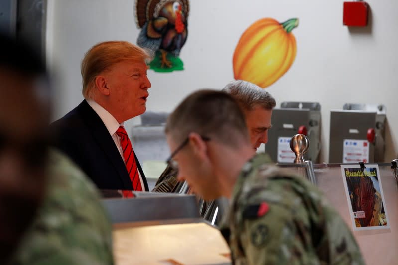 U.S. President Donald Trump makes an unannounced visit to U.S. troops at Bagram Air Base in Afghanistan