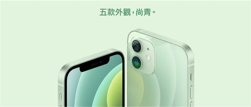 iPhone 12的受歡迎顏色風向大轉彎為綠色，網友更「賜名」為迷霧薄荷綠（圖／翻攝自蘋果官網）