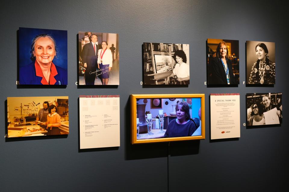 Seven living women artists, clockwise from bottom left, Virginia Stroud, Mary Adair, Ruthe Blalock Jones, Brenda Kennedy, Jane Osti, Sharon Ahtone Harjo and Allie Chaddlesone are featured in the National Cowboy & Western Heritage Museum's exhibition "Lighting Pathways: Matriarchs of Oklahoma Native Art."