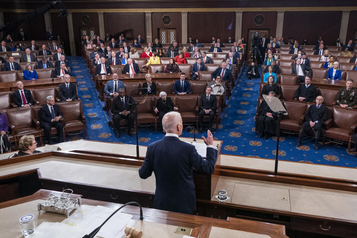 President Biden delivers his first State of the Union address to a joint session of Congress on Tuesday. 