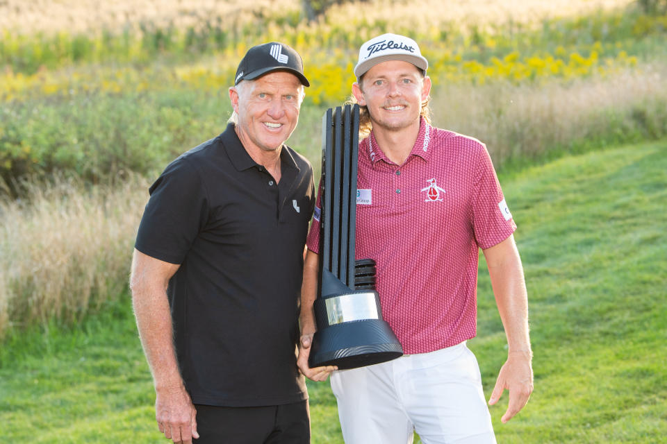 Greg Norman and Cameron Smith, pictured here at an LIV Golf event in Chicago.