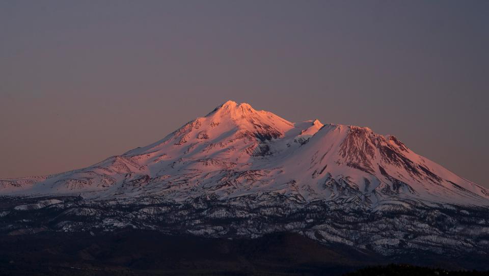 The north side of Mt. Shasta, as seen Monday, April 1, 2024 from Lake Shastina, California.