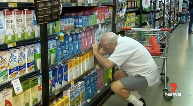 Residents are already stocking up, with long life milk and tinned food flying off supermarket shelves. Picture: 7 News