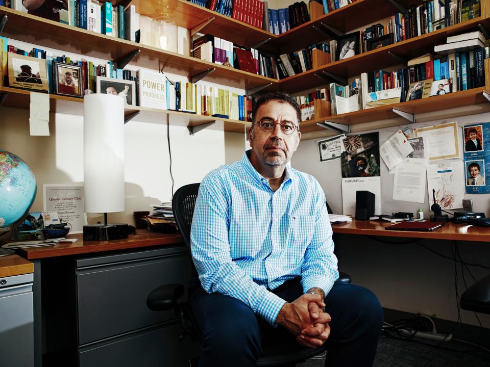 Daron Acemoglu in his office