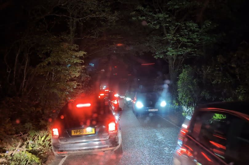 Traffic between Princetown and Yelverton as people head onto Dartmoor to see the Northern Lights -Credit:Submitted