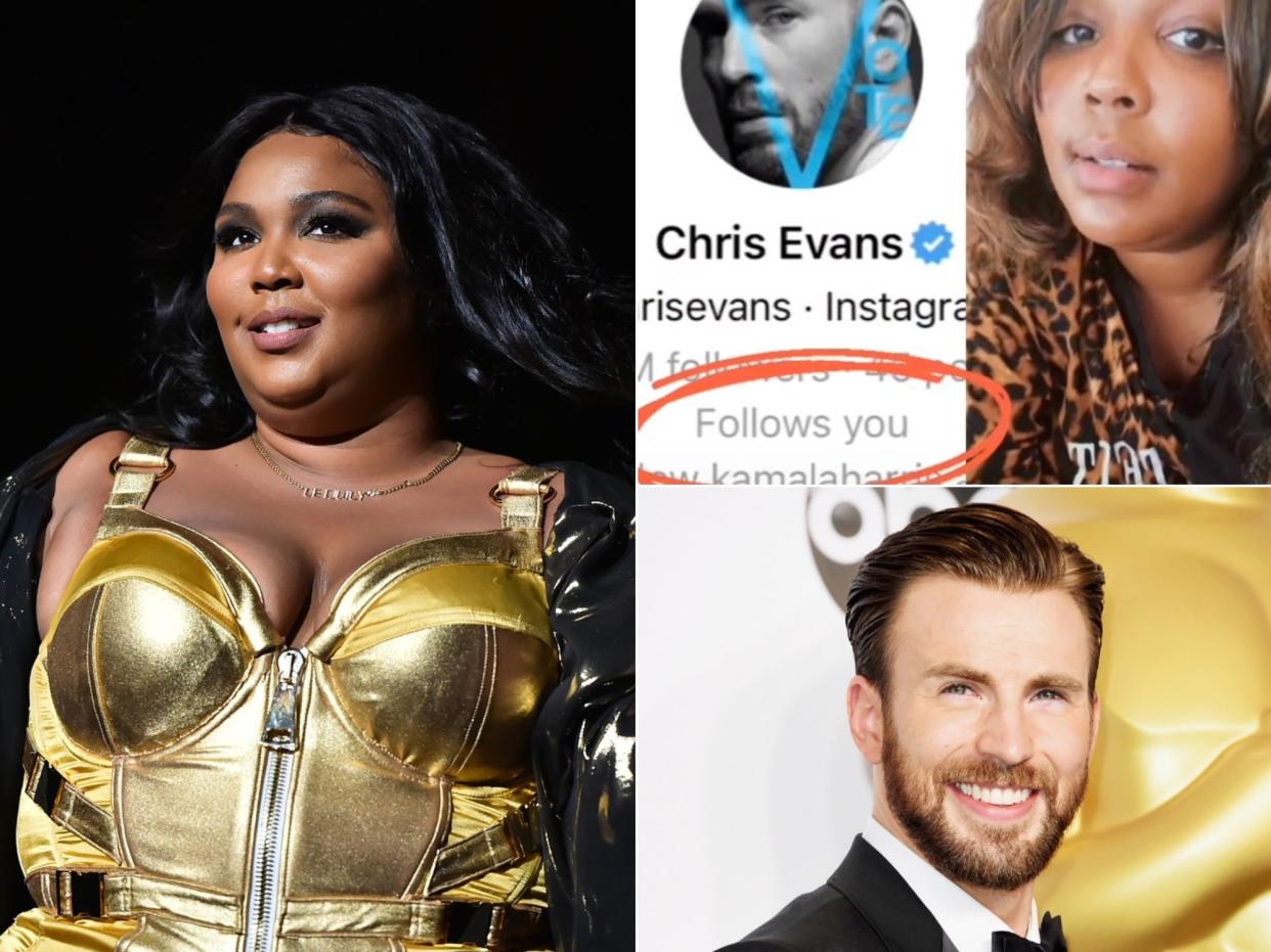 Lizzo got a follow back from Chris Evans (Getty/TikTok)