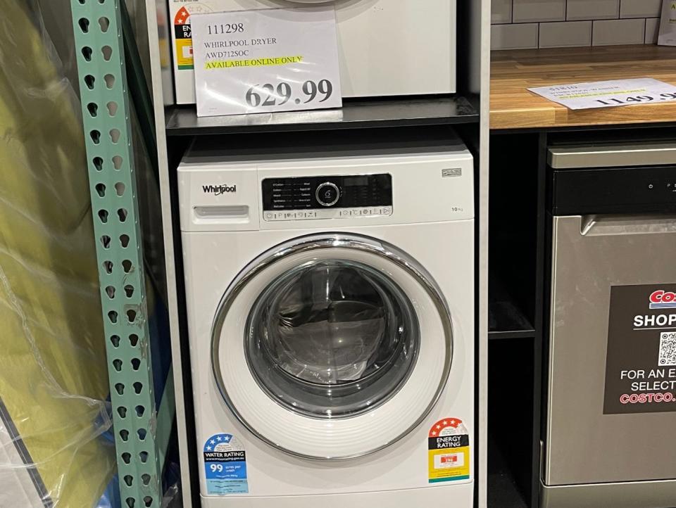 A Whirlpool washing machine for sale at Costco in Sydney Australia