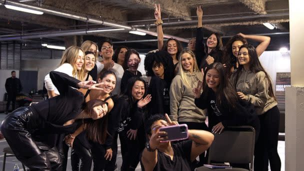 PHOTO: Students at the Coco Rocha Model Camp pose for a selfie. (ABC News)