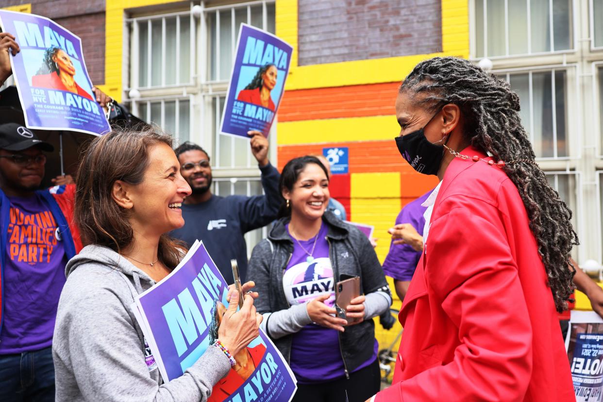 New York City Democratic mayoral candidate Maya Wiley (right)