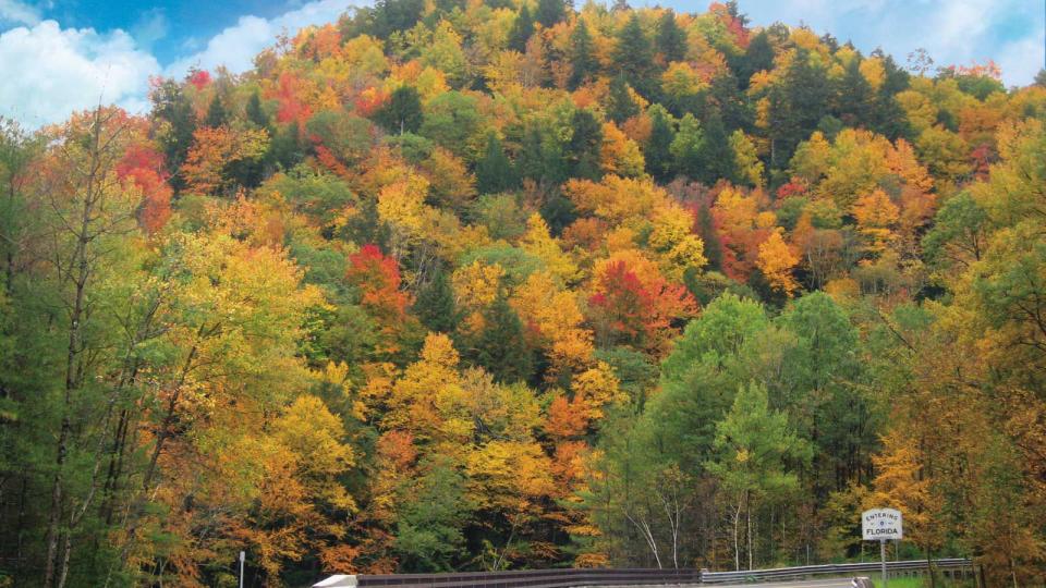 Entering the town of Florida, in the Massachusetts Mohawk Trail region, in autumn