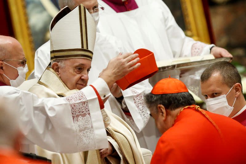 FILE PHOTO: Pope Francis elevates 13 prelates to the rank of cardinal, at St. Peter's Basilica at the Vatican