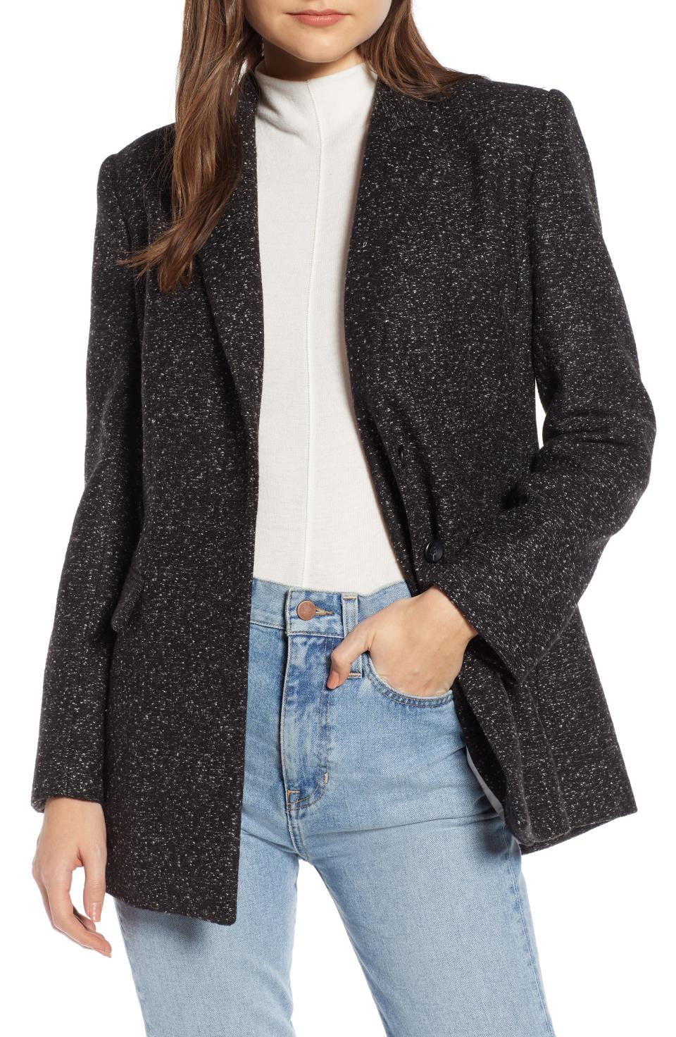 <p><strong>SOMETHING NAVY</strong></p><p>nordstrom.com</p><p><strong>$119.00</strong></p><p><a rel="nofollow noopener" href="https://shop.nordstrom.com/s/something-navy-boucle-blazer-nordstrom-exclusive/5062821" target="_blank" data-ylk="slk:Shop Now;elm:context_link;itc:0;sec:content-canvas" class="link ">Shop Now</a></p>Boast sophisticated style in this tailored bouclé blazer that takes you well beyond your 9-to-5. This flattering jacket is part of powerhouse blogger Arielle Charnas's much-anticipated collection that embodies approachable fashion with a luxe sensibility."/